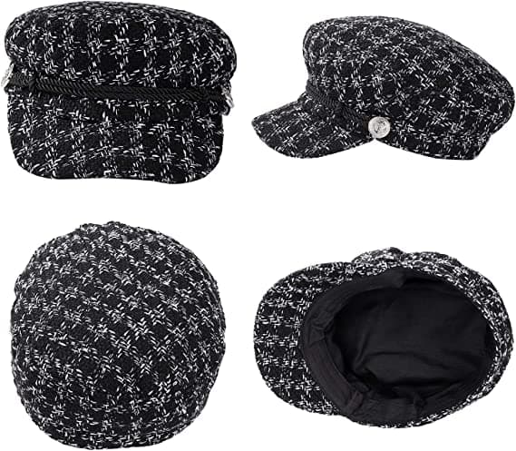 1 Stk. Mode Kvinders Beret Hat (M, 56-58cm), Sorte Hatte Casual