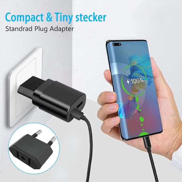 2-delt US Pluggadapter, US til Frankrike Adapter, USA til Tyskland Adapter Plugg, US til EU Reiseplugg, US til EU Adapter