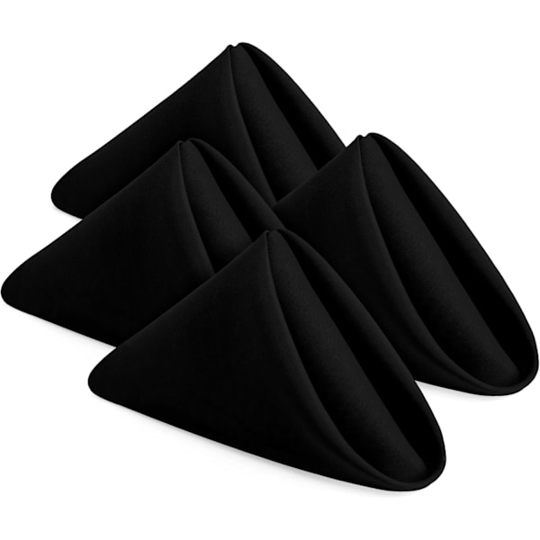 [8 Pak, Sort] Kludservietter 17x17 Tommer, 100% Polyester Middagsservietter med Hemsømmede Kanter, Vaskbare Servietter Ideelle til Fester, Bryllupper og Middage
