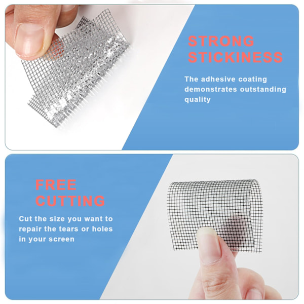 Vinduesnet Reparationstape - 5m x 5cm Glasfiber | 30s Hurtig Reparation, Stærk Klæber & Uden Værktøj (Sort)