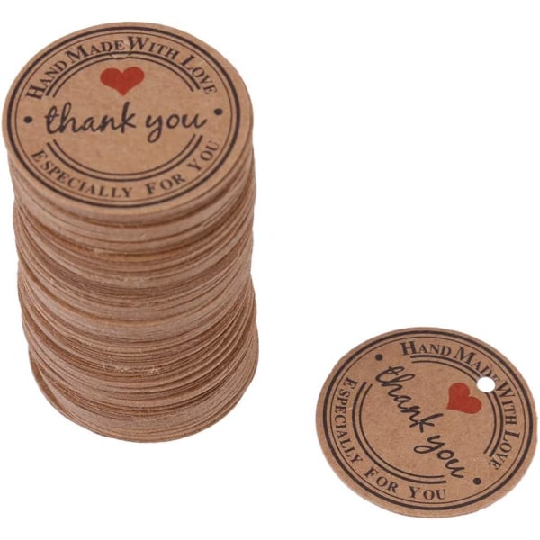 100PCS Handmade Paper Round Gift Tags,Kraft Paper Brown Handmade