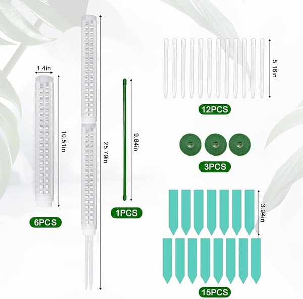 Mosstænger til Monstera-planter, 15,6\" Stakbare Plastmosstænger