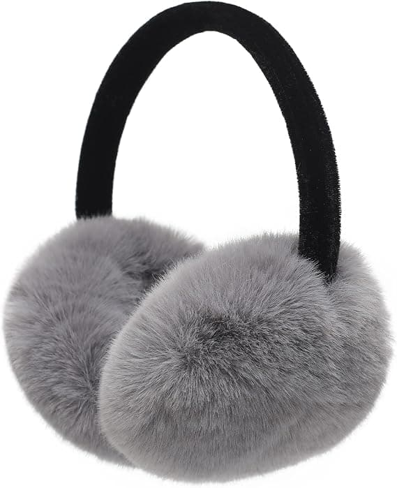 Unisex syntetiska pälsöronmuffar (Grå), vinteraccessoar, öronmuffar