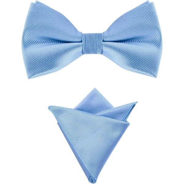 Men's Solid Color Pre-Tied Bow Tie with Matching Pocket Square Set for Wedding Party