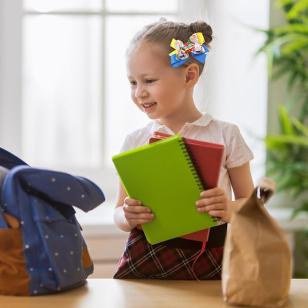 2 stk. Tilbage til skolen sløjfe hårklemmer Bog æble design Alligator hårklemmer Barrettes Håndlavede Tilbage til skolen hår sløjfer Ha