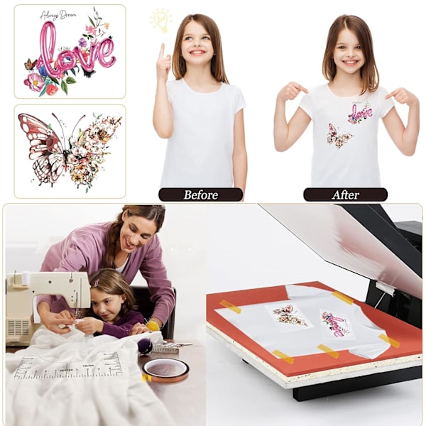 4-pak T-shirt Vinyl Justeringslinjal (Klar), Klar T-shirt Vinyl