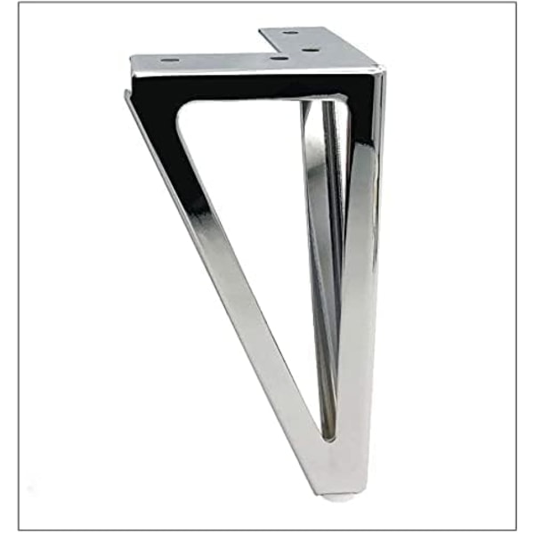 (Sølv) Pakke med 4 trekantede metallbordben 15cm Contemporary