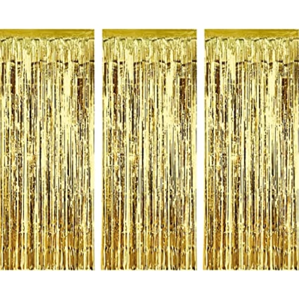 Ocean 3-delad set av metallfolie dörrgardiner (guld), folie kant f