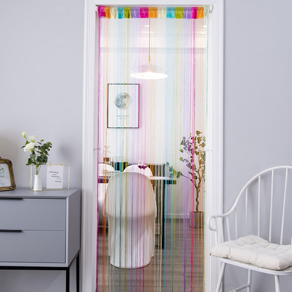 Dørgardin, Sølv Dekorativ Snorgardin 100 x 200 cm Vegg
