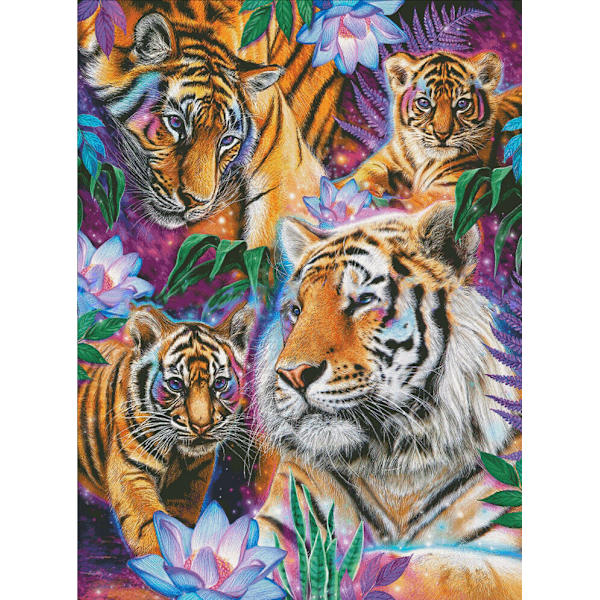 30x40cm Kit#D 5D DIY Diamantmaleri, Tiger Diamantmaleri, Mal