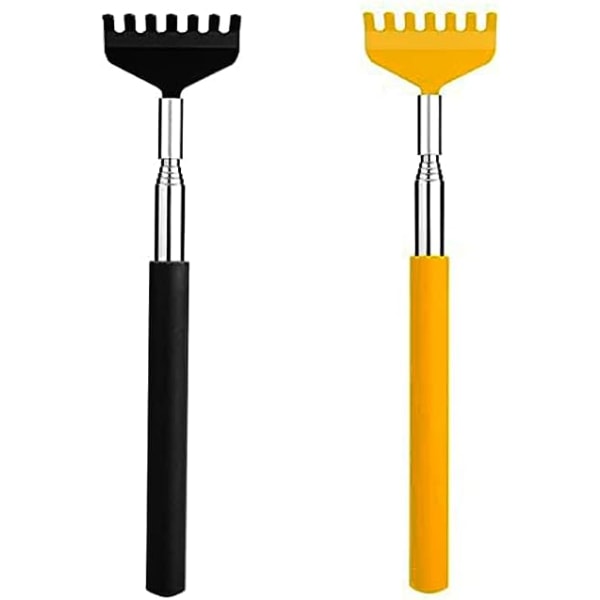 2 stycken ryggskrapa med gummibelagt handtag (svart och gult),