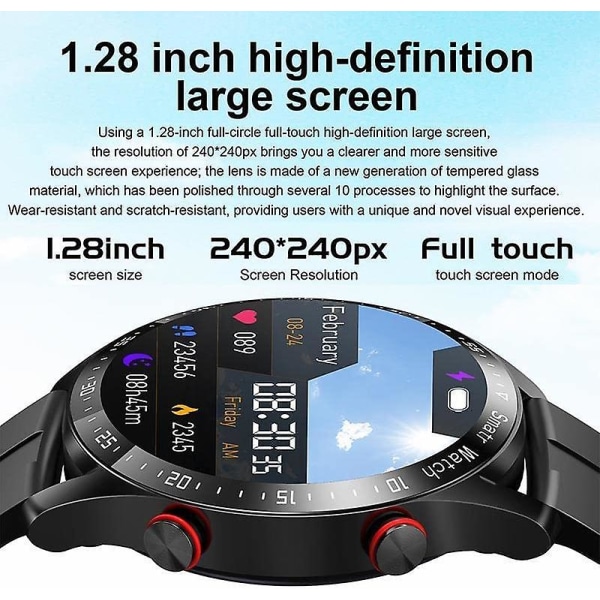 Muoti Bluetooth -älykello, Full Touch Health Tracker Watch Wit