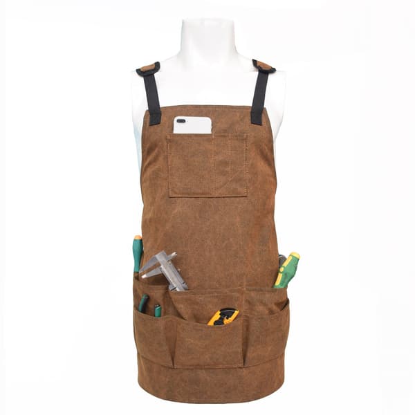 Udvidet størrelse: 65 × 66 cm (khaki) Multi-lomme lærredsskørt til m