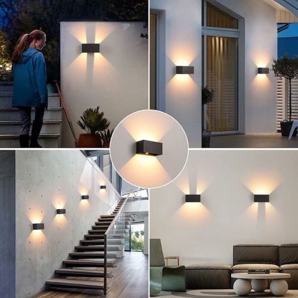 Indendørs/udendørs væglampe med bevægelsessensor, moderne 24W LED-væg