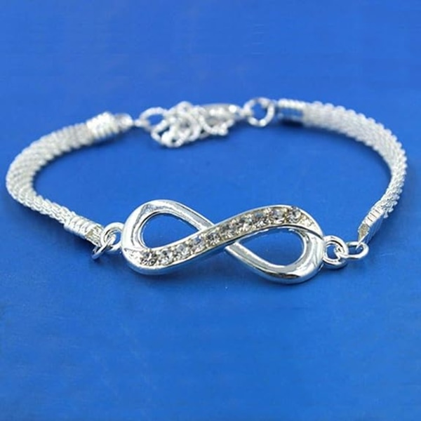 Sølvbelagt Infinity-armbånd Sinklegering Rhinestone Chain Brace