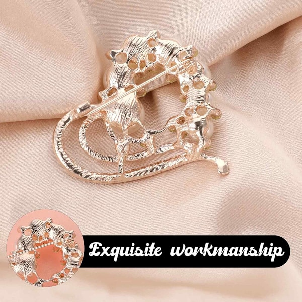 Kjærlighetshjerte Brosje Simulert Rhinestone Krystall Skjerf Brosje for Kvinner Sjal Pin Klips Brud Corsage Bryllupsfest Klær