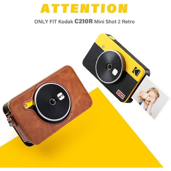 Kompatibel med Kodak Mini Shot 2 Retro, PU Leather Case Compatib