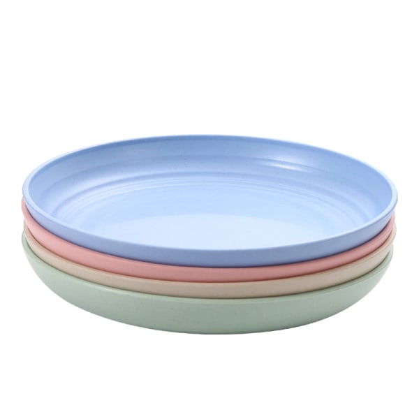 Set med 4 stora 20 cm x 2,5 cm plasttallrikar, djupa campingtallrikar