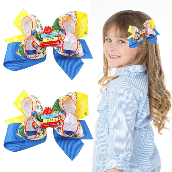 2 kpl Takaisin kouluun -jousihiuspinnit Kirja-omena-design Alligator-hiuspinnit Barretteja Käsintehty Takaisin kouluun -hiusjouset Ha