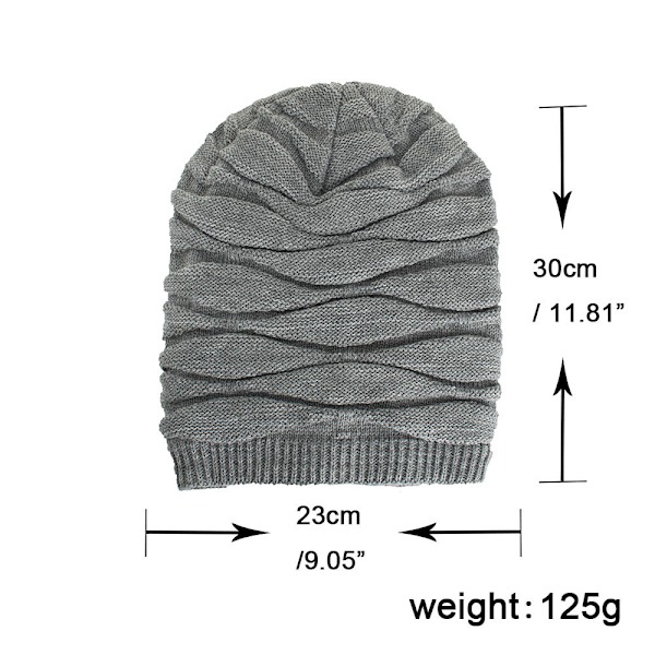 Pitkä ja löysä lämmin pipo, (Musta) Unisex-pipo naisille ja miehille talveen