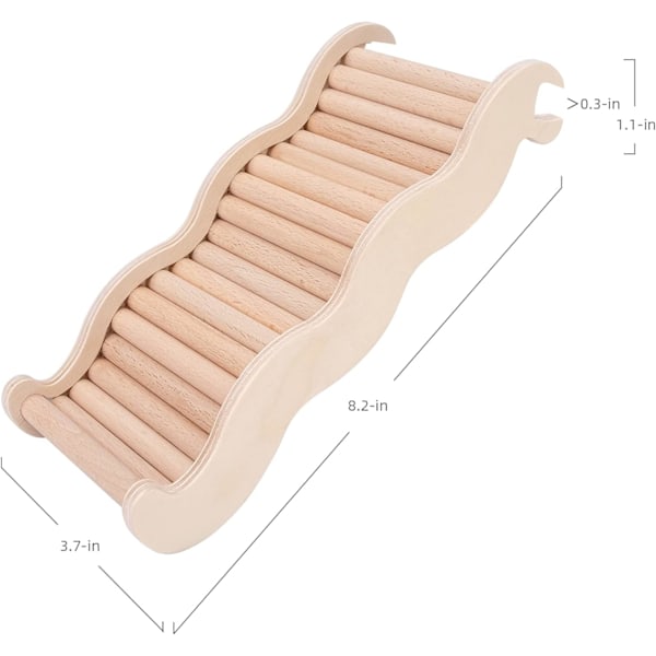 Hamster Klätterleksak Trästege Bro för Hamstrar Gerbiler Möss och Små Djur (Medium - 21 cm L)