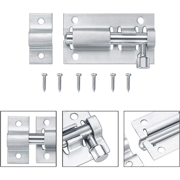 4 stk Verrou de Porte, Loquet Porte Coulissante, Serrure Porte Co