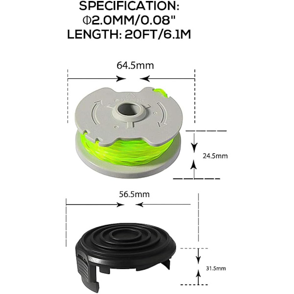 Nurmikoneen lanka Worx WA0014/WA0037:n korvaamiseen, 10FT 3.5M