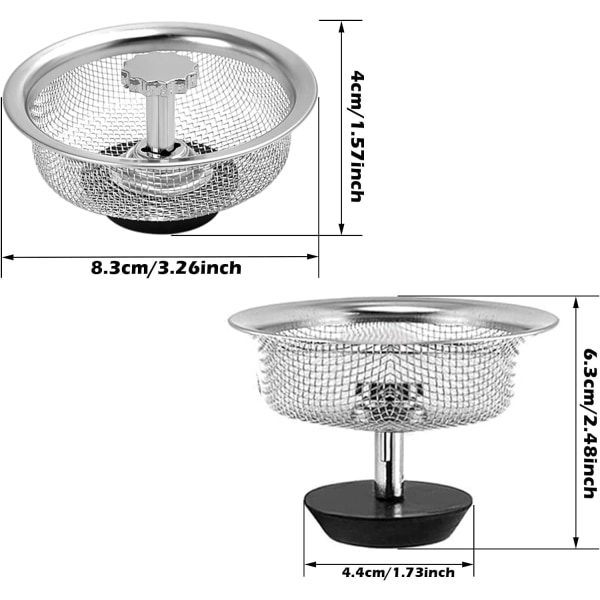 2 stk. rustfritt stål vaskfilter silkurv vask sil