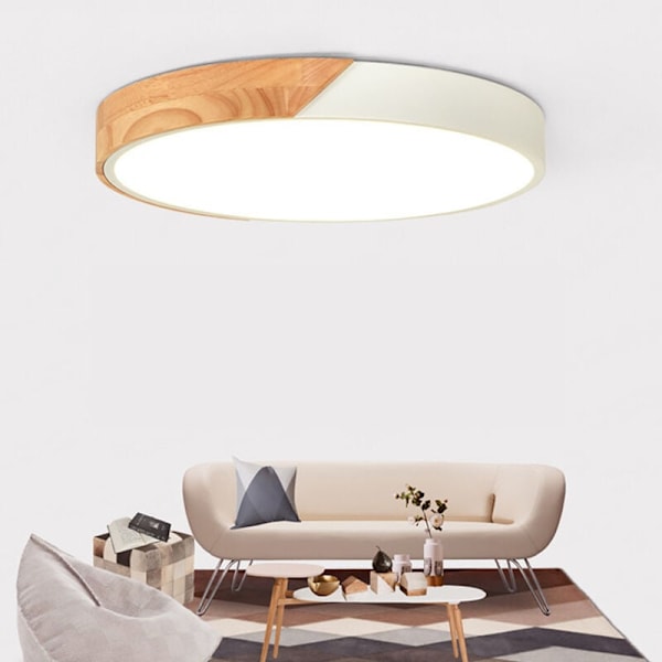 Kaldhvit Moderne Taklampe Nordisk Metall Tre LED Rund Lys