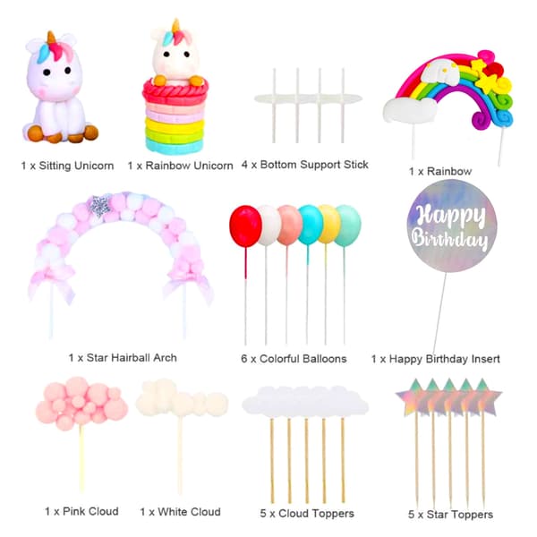 27 stk. kagepynt, 3D enhjørning statue cupcake pynt, cupcake
