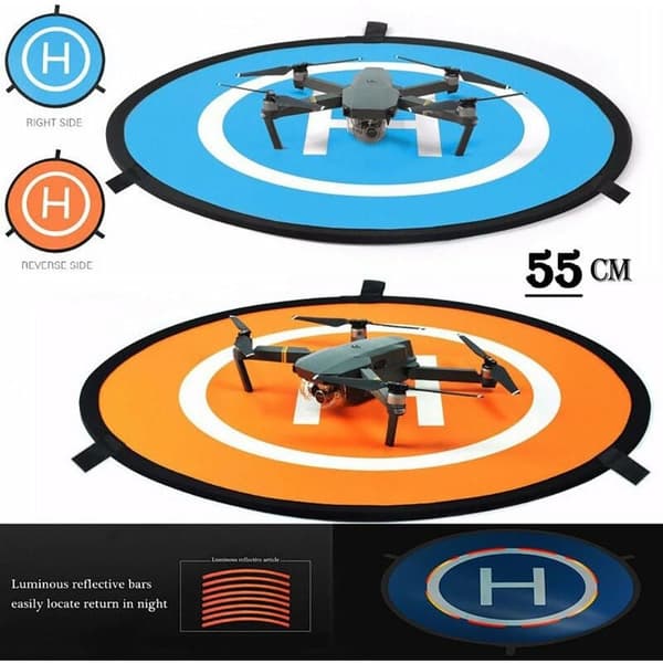 1 x Foldbar Vendbar Drone Landing Platform (55 cm, Blå/Orange)