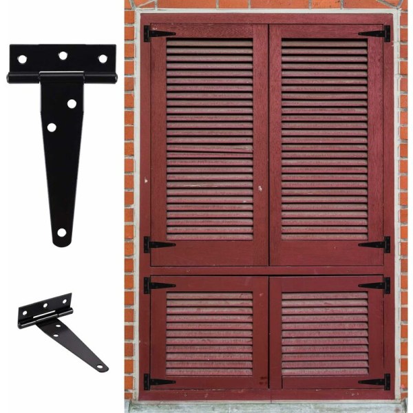 10 stk Heavy Duty Rustproof Black T-hengsel 4,7 tommer med dørhengsel