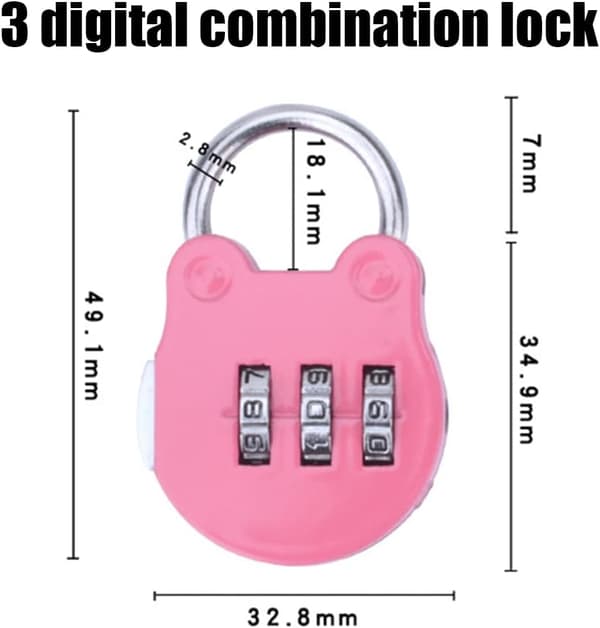 (Rosa + Blå (2 stycken)) Bagage Lås, Mini 3-siffrig Kombination
