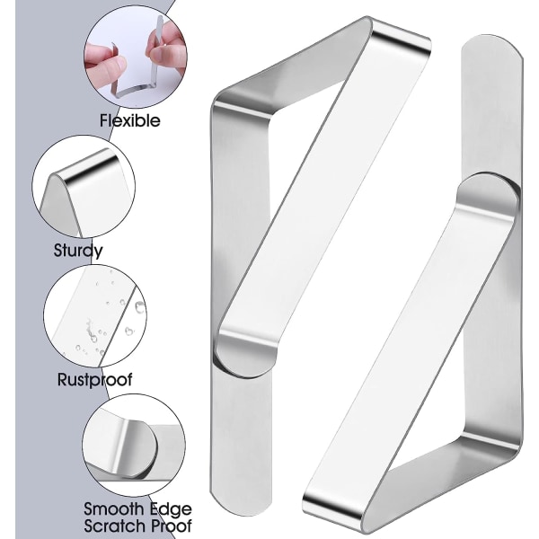 Pöytäliinanpidikkeet, 30 kpl Ruostumattomasta Teräksestä Valmistettuja Pöytäliinan Kiinnittimiä