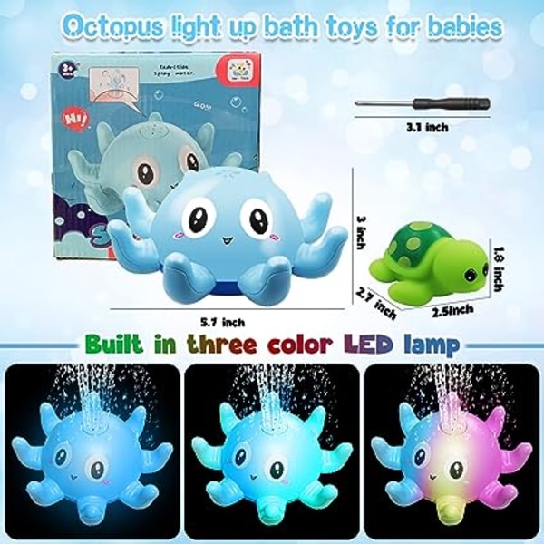 Babylysende badeleker, sensoriske vannsprayleker for barn, LED B