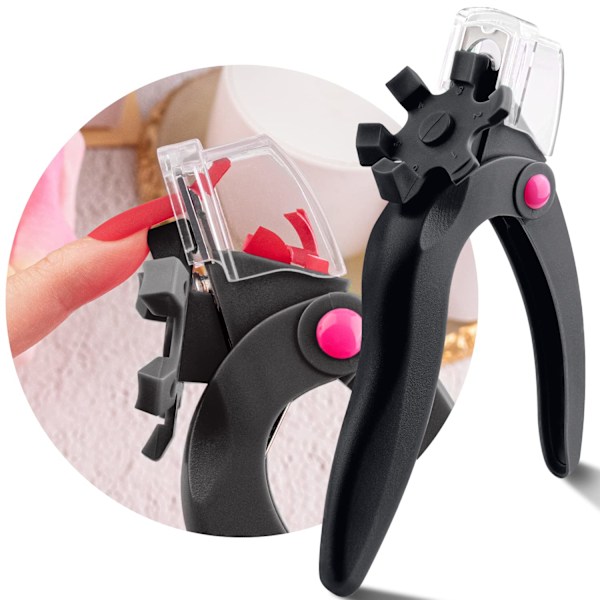 Justerbar Akryl Nagel Klippare med Storleksmätare, Uppsamlare och Längdmätning, Svart Professionell Vridbar Rostfri Stål Blad Nagel Tippar Klippare, Falska Naglar