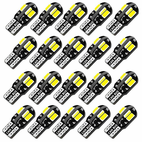20 stk T10 194 LED Bilpærer, 192 LED Bilpærer, 168 LED Lyspære