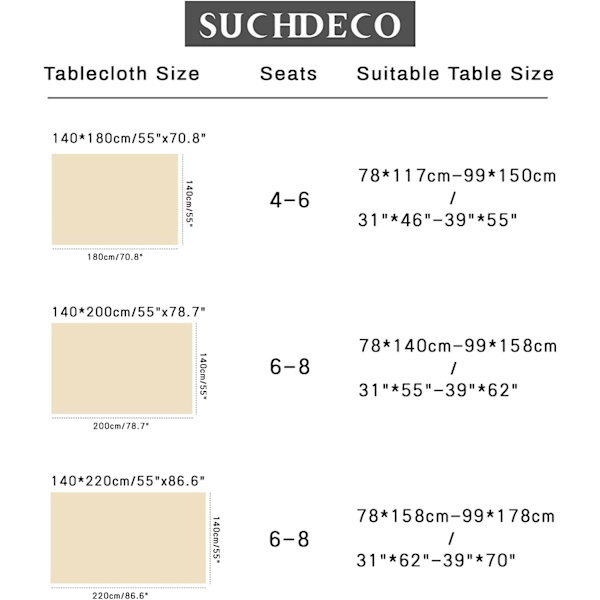 Beige Rektangulært Dug Anti-Flekk Dug 140 x 180 cm B