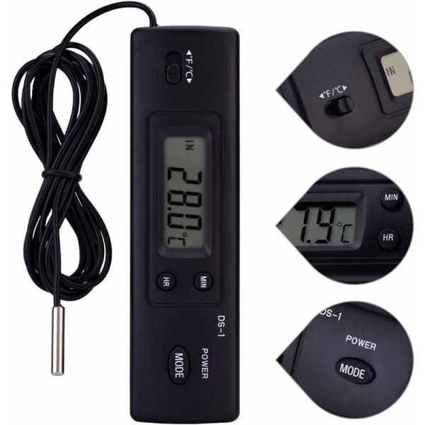 Temperaturmåler Digital LCD Display Termometer Sonde Temperatu