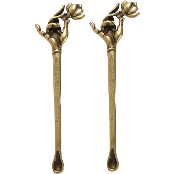 2 st/set Guanyin Hand Blomma Öronsked Retro Öronpetare Rengörare Portabel Öronvaxverktyg för Kvinnor och Män