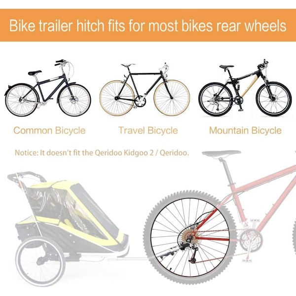 2 st. Koppling för cykeltrailer i hållbart stål, cykeltrailerkoppling