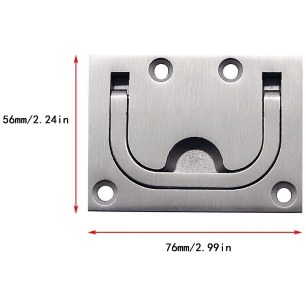 2 stk. Rustfrit Stål Bådslusegreb Flush Lukkelåsegreb