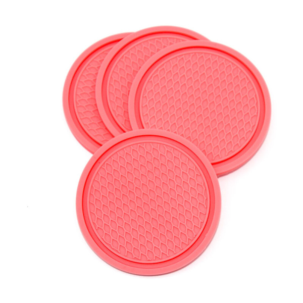 Bilkopphållare PVC-underlägg Set om 4 - Rosa - Universal - Halksäker