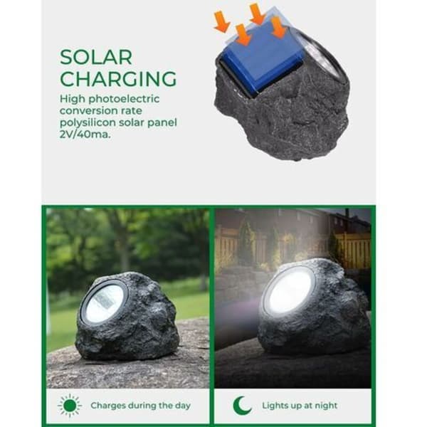 1 x udendørs stenlampe udstyret med solpanel. IP65 vandtæt