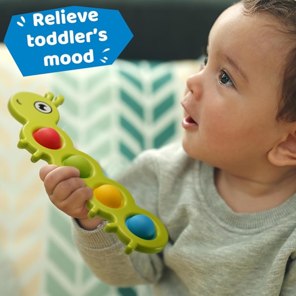 (2 stycken) Fidget Popper Sensoriska Leksaker för Bebisar från 10+ Månader, Montessori Aktivitetsleksak för 1 2 3 År Gamla Småbarn Tryck och Poppande Bubblor Finmotorik,