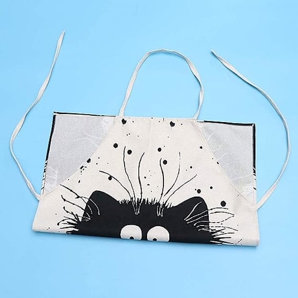 Musta kissa-esiliina, unisex keittiöesiliina, piirretty grilliesiliina