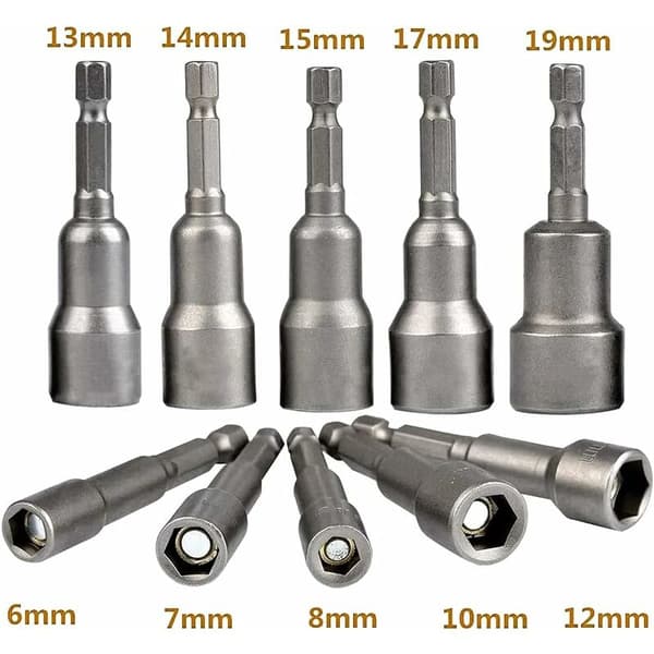 10 stk. Skruetrækker Sokker 6-19mm-Bit Adapter, Hex til Håndbor,