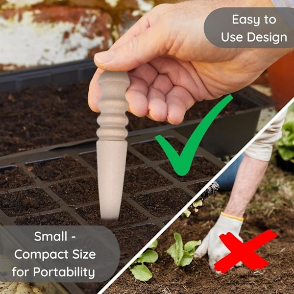 2 st. Planteringspinne för fröplantor - Planteringspinne för fröplantor, Miniatyr Planteringspinne | Trädgårdsredskap, Lättgreppad Planteringspinne i trä för plantering av lökar, Omplantering