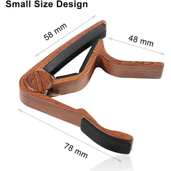 2-pack Snabbväxlande Kapodaster i Aluminiumlegering för Ukulele, Elektrisk/Akustisk Gitarr, Bas och Mer (Träfärg)