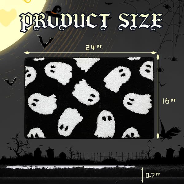 Mountain Ghost sort bademåtte 40 x 60 cm, dekorativt tæppe til Halloween